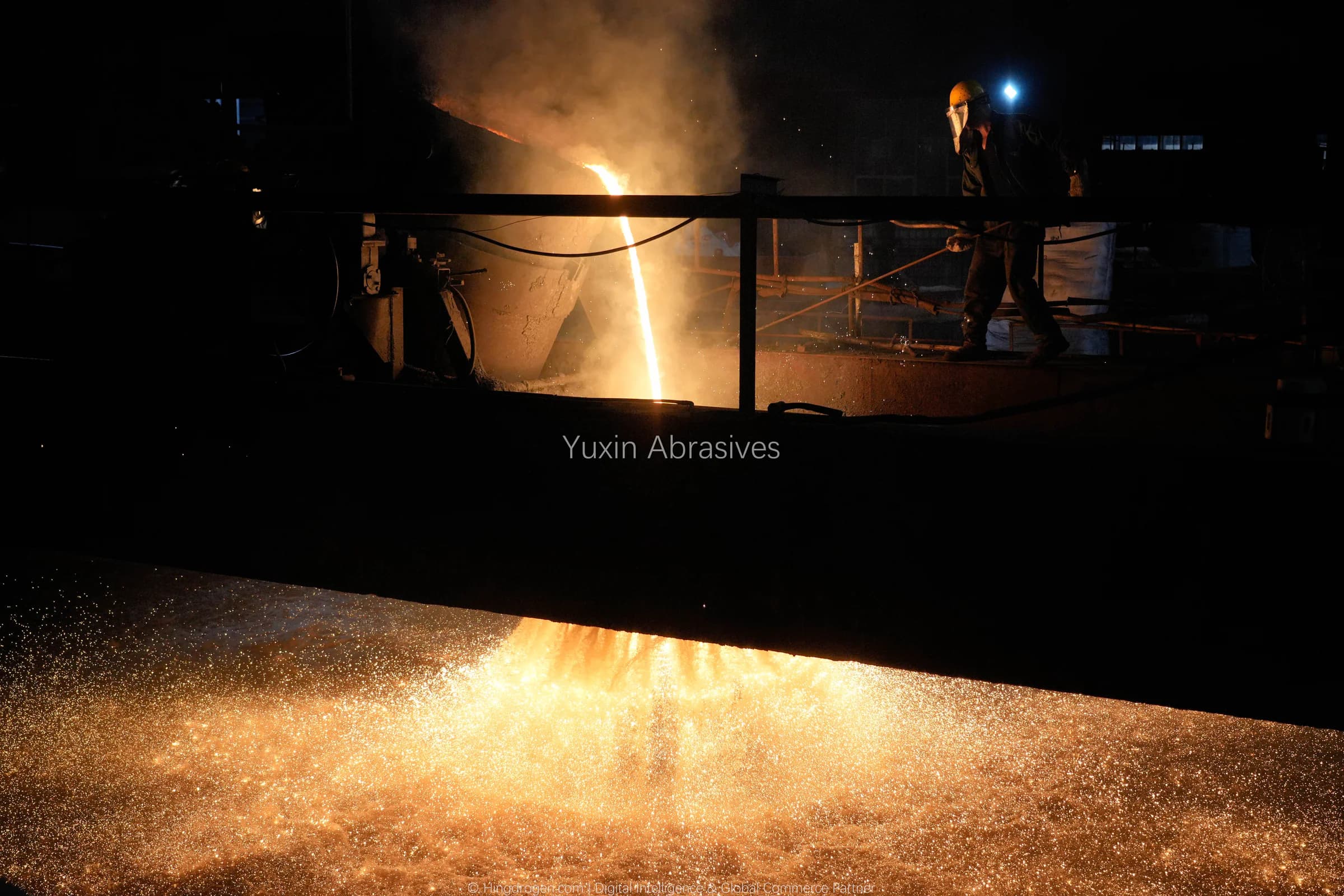 YUXIN production photograph: Molten steel transfer & centrifugal granulation, record _DSC9285