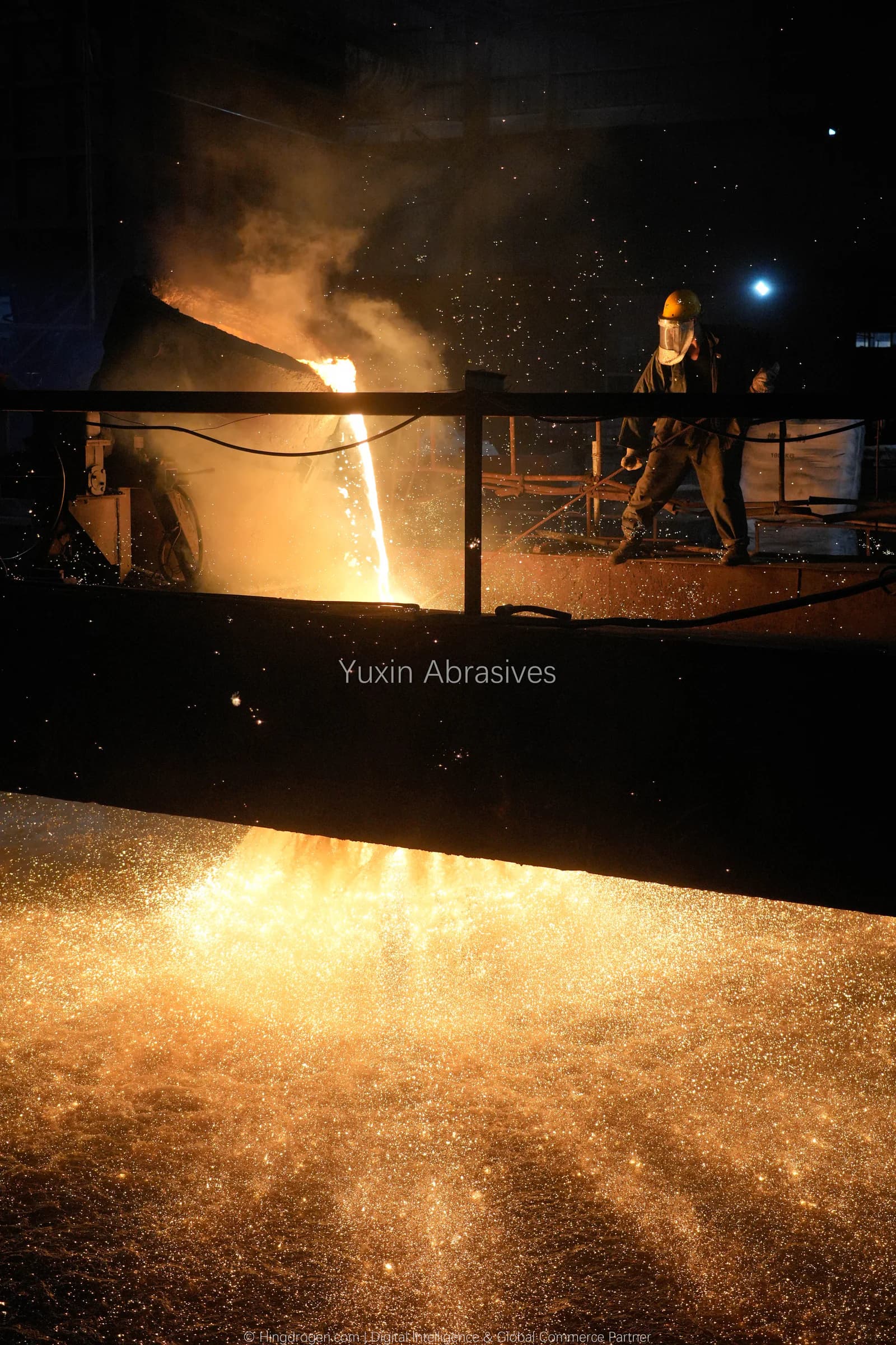 YUXIN production photograph: Molten steel transfer & centrifugal granulation, record _DSC9291