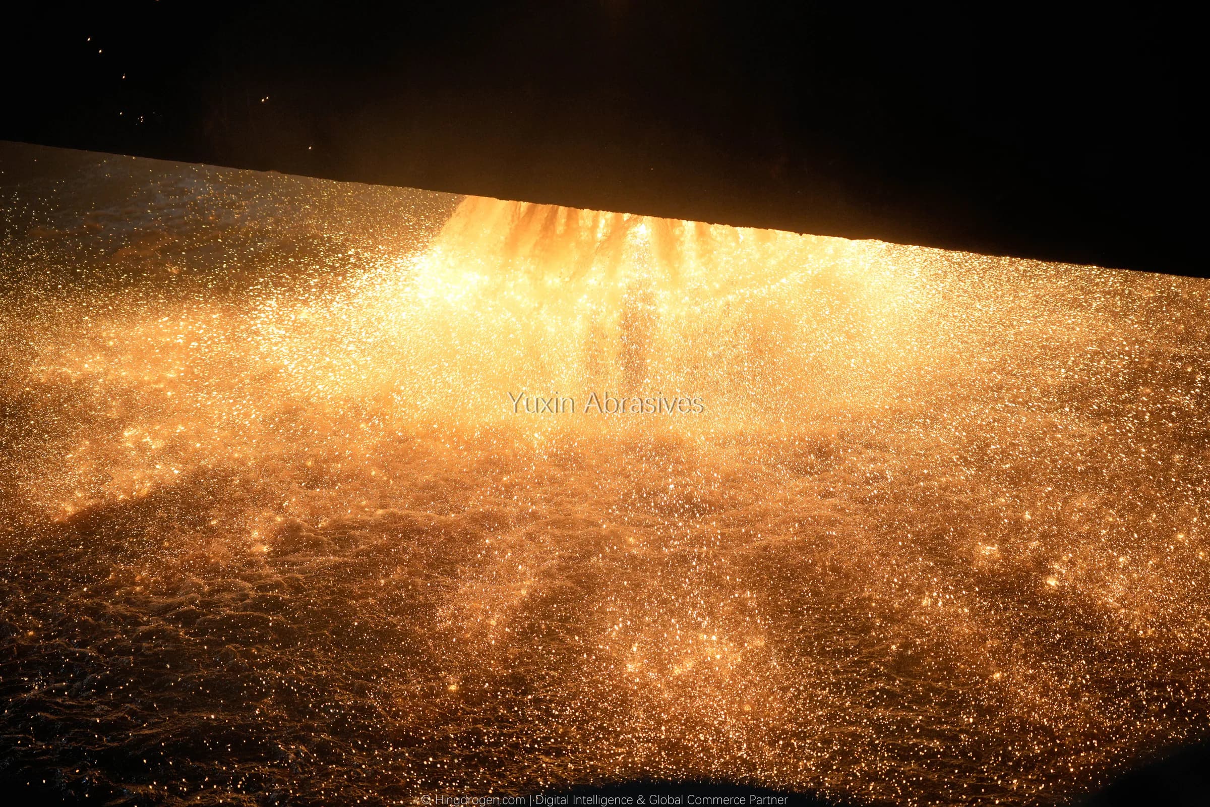 YUXIN production photograph: Molten steel transfer & centrifugal granulation, record _DSC9316