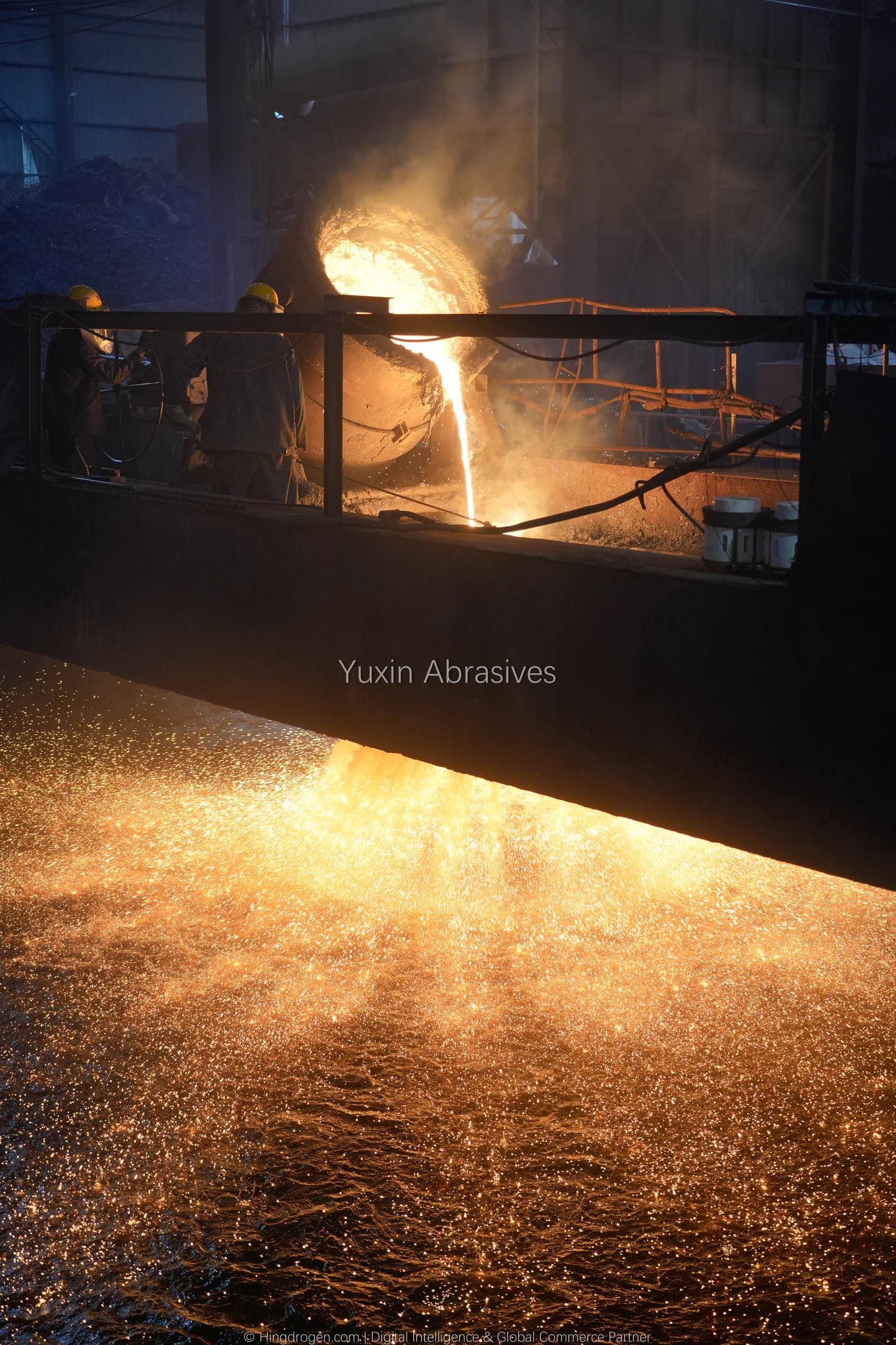 YUXIN production photograph: Molten steel transfer & centrifugal granulation, record _DSC9388