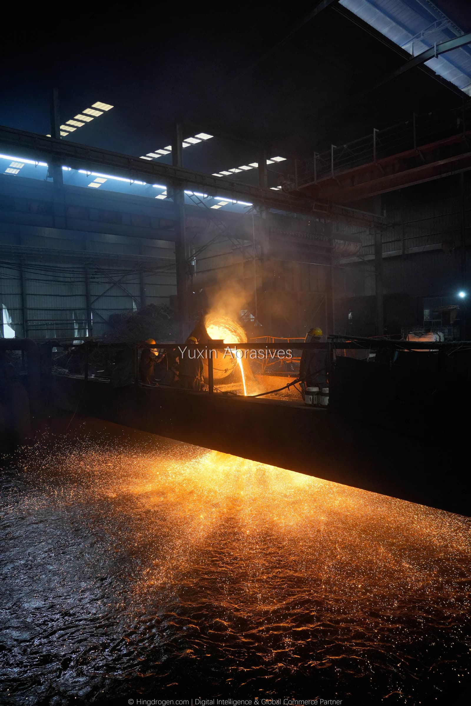 YUXIN production photograph: Molten steel transfer & centrifugal granulation, record _DSC9390